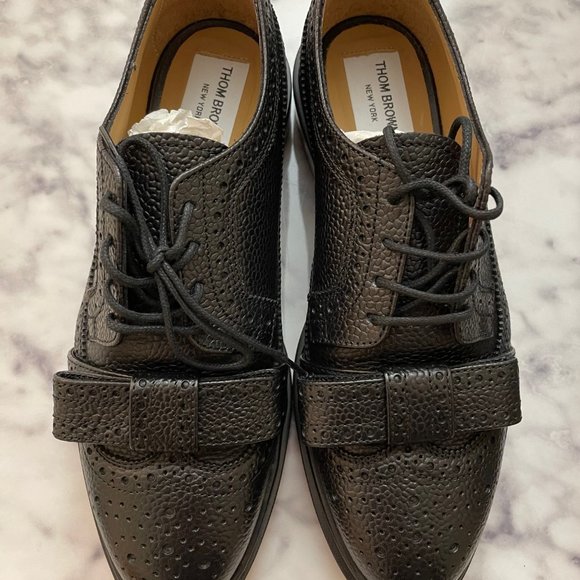 Thom Browne Shoes - Thom Browne Black Bow Longwing Brogues